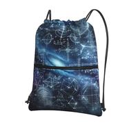 JIUFOTK Outdoor Math Formula Starry Sky Casual Drawstring Backpack With Zipper Pocket, Drawstring Sports Bag For Gym And Daily Use
