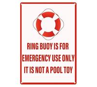 JIUFOTK Pool Rules Ring Buoy Emergency Use Only Metal Tin Sign 8x12 Inch Swimming Warning Water Park Decor