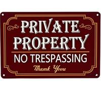 JIUFOTK Poster Plaque Private Property No Trespassing Sign Safety Privacy Warning Sign Metal Yard Signs for House,Office,Business