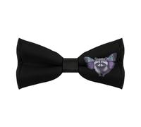 JIUFOTK Raccoon with Butterfly Wings Men's Bowties Adjustable Pre-tied Bow Tie Classic Clip on Solid Color Bowties for Wedding Party Prom