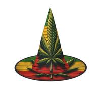 JIUFOTK Rasta-Weed-Leaves Halloween Witch Hat With Collapsible Top, Foldable Costume Hat For Party Cosplay