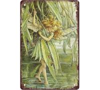 JIUFOTK Retro Metal Aluminium Tin Signs Willow Fairy Flower Fairies Vintage Willow Tree Wall Art Decor Decor Fairy Home Decor Rustic Wall Decor For Living Room Kitchen Farm Decoration