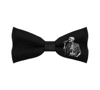 JIUFOTK Rock N'roll Skeleton Men's Bowties Adjustable Pre-tied Bow Tie Classic Clip on Solid Color Bowties for Wedding Party Prom