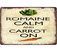 JIUFOTK Romaine Calm Carrot On Vintage Metal Aluminum Tin Sign Door Signs Exterior Home Cave Garage bar Country Poster Club Wall Plaque Decoration Retro Aluminum Sign