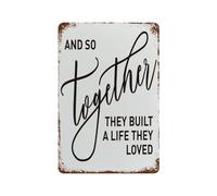 JIUFOTK Romantic Bedroom Rerto Sign Aluminum, They Built A Life They Loved, Home Master Bedroom Decor, Motivational Home Desk Farmhouse Decorations, Wedding Marriage Valentine'S Day Gifts Him Her