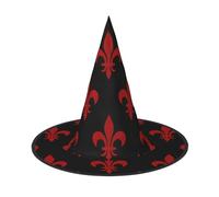 JIUFOTK Royal Fleur-De-Lis Halloween Witch Hat With Collapsible Top, Foldable Costume Hat For Party Cosplay