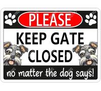 JIUFOTK Schnauzer Dog Metal Signs Please Keep Gate Closed Vintage Aluminum Sign Retro Funny Tin Sign Dog Sign Wall Art Home Plaque Yard Garden Fence Lawn Decoration