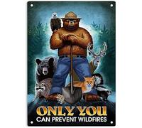JIUFOTK Smokey Bear Only You Can Prevent Wildfires Sign Metal Tin Sign Smokey Bear Poster For Home Office Restaurants Bedroom Cafes Bars Pub Man Cave Wall Decor Plaque Sign 5.5x8 Inch