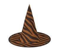 JIUFOTK Tiger Stripe Pattern Halloween Witch Hat With Collapsible Top, Foldable Costume Hat For Party Cosplay