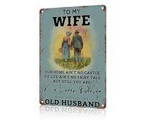 JIUFOTK To My Wife Sign Retro Art Poster Decor For Wife Family Room Wall Decoration For Home Bar Pub Man Cave Garage Vintage Aluminum Sign For Bathroom Bar Coffee Shop Yard Outdoor
