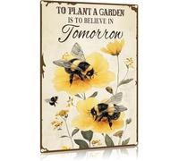 JIUFOTK To Plant A Garden Is To Believe Tomorrow Tin Sign Vintage Metal Sign Wall Decor for Farmhouse Backyard Home Kitchen Bar Yard 8x12 Inch