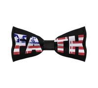 JIUFOTK U.S. Flag Faith Men's Bowties Adjustable Pre-tied Bow Tie Classic Clip on Solid Color Bowties for Wedding Party Prom