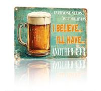 JIUFOTK Vintage Everyone Needs Something to Believe in I Believe I'll Have Beer Metal Tin Signs Funny Metal Sign Retro Wall Decor for Home Kitchen Cafe Pub Retro Bar Sign for Man Cave