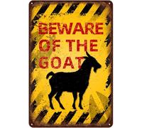 JIUFOTK Vintage Goat Metal Sign Beware of Goat Aluminum Sign Funny Beware Animal Decor