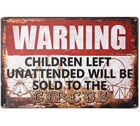 JIUFOTK Vintage Metal Tin Signs Warning Metal Signs Children Left Retro Signs Funny Garage Man Cave Front Door Indoor Outdoor Office Garage Bar Cafe Wall Decores