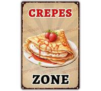 JIUFOTK Vintage Poster Metal Sign Crepe Zone Pub Diner Cafe Tin Signs Retro Plaque Wall Decor Gift for Home Kitchen Office Club Bar People Cave Gym 8x12 Inch