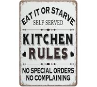 JIUFOTK Vintage Retro Funny Tin Sign Eat It Or Starve Humor Sign for Farmhouse Kitchen Wall Decor for Garden Wall Home Farm Yard Front Door Indoor Outdoor Decor Street Signes