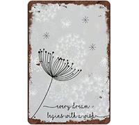 JIUFOTK Vintage Retro Funny Tin Sign Every Dream Begins with A Wish Dandelion Vintage Wall Decor for Garden Wall Home Farm Yard Front Door Indoor Outdoor Decor Street Signes