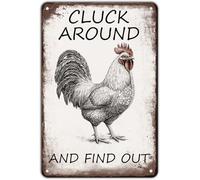 JIUFOTK Vintage Tin Metal Aluminum Sign Chicken Cluck Around And FindIron Painting Vintage Wall Decoration Poster For Home Garden Yard Garage Bar Shop