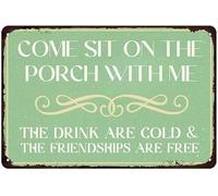 JIUFOTK Vintage Welcome Metal Sign For House Door Come Sit On The Porch With Me Sign Retro Farmhouse Porch Plaque Decor For Home Back Door Porch Yard 8x12 Inch