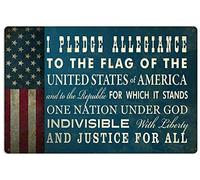 JIUFOTK Vitage Metal Signs Inspirational The Pledge of Allegiance Flag Tin Sign Homes Classrooms Office Wall Decores