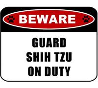 JIUFOTK Wall Decor Beware Guard Shih Tzu on Duty Sign Aluminum Metal Tin Sign Yard Signs