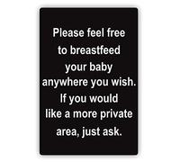 JIUFOTK Warning Sign Please Feel Free to Breastfeed Your Baby Anywhere Wall Art Retro Decorations Gifts for Home Office Kitchen Bar Cafe Garden