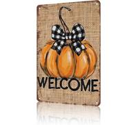 JIUFOTK Welcome Metal Sign Pumpkin Fall Decor Garden Autumn Welcome To The Nut House Outdoor Decor Porch Sign For Seasonal Autumn Farmhouse Outside Holiday 8x12 Inch