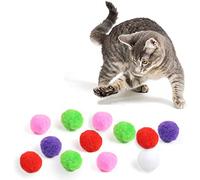 Jiuhao Cat Plush Balls - 12 Pcs Soft Pom Pom Balls for Kitten Play, Interactive Indoor Cat Fetch Toys, Pet Exercise Training and Chasing