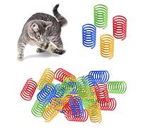 Jiuhao Cat Spring Toy - 20 Pcs Colorful Plastic Coil Spiral Interactive Toys for Bouncing Play Training - Fun Gift for Kittens