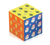 Jiuhao Christmas Speed Cube, 3x3 Puzzle Magic Cube Toy Christmas for Kids Gift & Adult & Children Colour-Matching Twist, Turn, Learn Brainteaser Fast Cube Puzzles