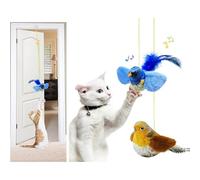 jiuhao Hanging Door Cat Bird toy,Indoor Cat Toys 2-Pack Suction Cup Interactive Bird with Squeaky Sound & Feather Tail, No Batteries Required, Adult Kitten Enrichment Boredom Toys
