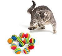 Jiuhao Rainbow Interactive Indoor Cat Foam Ball - Soft EVA Sponge Toys for Kitten Chase Training - Quiet Colorful Sports Play