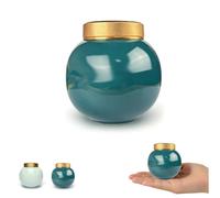 Jiuhao Small Ceramic Urns for Ashes, Mini Urn for Human Pet Dog Cat Ashes Keepsake 2.75" x 2.71",Holds 130ml(8 Cubic Inches) with Metal Screw Lid,Memorial Pet Loss Sympathy Gift for Home Display