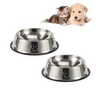 Jiuhao Stainless Steel Non Slip Dog Bowls Pack of 2, 350 ml /11.8oz Small for Pet Drinking Water & Feeding Puppy Food Bowl