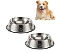 Jiuhao Stainless Steel Non Slip Dog Bowls - Pack of 2, 580 ml /19.6oz Medium for Pet Drinking Water & Feeding Food Bowl