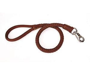 JIUI Dog Leash 1m leather comfort handle Durable Wear-resistant Anti-winding Suitable for medium and large dogs Length 100cm* width 2.5cm brown
