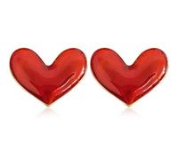 JIUIQL Cute Enamel Love Heart Dangle Drop Earrings Sweet Small Red Peach Love Heart Stud Earrings for Women lover, S, Metal, No Gemstone