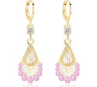 JIUIQL Handmade Dainty Long Gold Sparkly Crystal Teardrop Dangle Drop Earring Unique Glitter Rhinestone Geometry Huggie Hoop Earrings For Women, M, Metal, No Gemstone