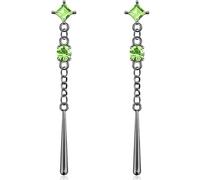 JIUIQL Handmade Long Sparkly Crystal Chain Teardrop Bar Dangle Drop Earrings Unique Glitter Rhinestone Round Square Stud Earrings For Women, M, Metal, No Gemstone