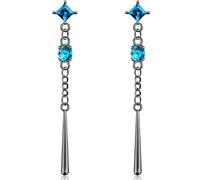 JIUIQL Handmade Long Sparkly Crystal Chain Teardrop Bar Dangle Drop Earrings Unique Glitter Rhinestone Round Square Stud Earrings For Women, M, Metal, No Gemstone