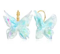 JIUIQL Handmade Unique Colorful Resin Glitter Butterfly Dangle Drop Earrings Chic Lightweight Animal Leverback Earrings For Women, L, Resin, No Gemstone