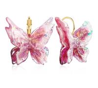 JIUIQL Handmade Unique Colorful Resin Glitter Butterfly Dangle Drop Earrings Chic Lightweight Animal Leverback Earrings For Women, L, Resin, No Gemstone