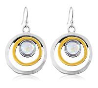 JIUIQL Handmade Vintage Silver 3 Layered Hollow Circle Dangle Drop Earrings Unique Round Turquoise Geometry Hook Earrings For Women, M, Metal, No Gemstone