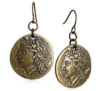 JIUIQL - Unique Bohemian Tribal Hoop Earrings Handmade Spiral Leaf Design Lightweight Classic Round Bronze Geometric Hoop Earrings for Women, Metal