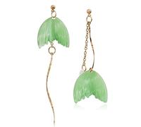 JIUIQL Unique Chic Lightweight Handmade Asymmetry Long Blue White Mermaid Tail Dangle Drop Earrings Elegant Sparkly Crystal Chain Stud Earrings for Women Girls Statement Jewelry Gifts, Resin