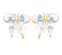 JIUIQL Unique Dainty 14K Gold Sparkly Crystal Butterfly Dangle Drop Earrings Bohemian Chic Alloy Rhinestone Flower Animal Stud Earrings For Women, M, Metal, No Gemstone