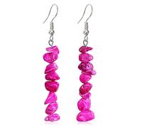 JIUIQL Unique Handmade Bohemian Crystal Quartz Earrings Colorful Natural Chakra Stone Dangle Drop Earrings for Women Girls Statement Jewelry Gifts, Stone, n/p
