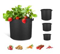 JIUJ 3 Pack Garden Grow Bag Felt Planter Bags Round Planting Container Fabric Pots With Handles Outdoor Indoor Garden Growing Pot (3 gallons + 5 gallons + 7 gallons)