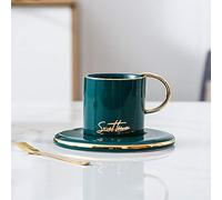 JIUJ Cups with Saucer Basic for Tea Coffee Cappuccino European Ceramic Gold Continental Cup Set